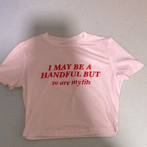 Pink Graphic Tee with Red Text
